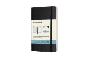 Moleskine 2021 Monthly Planner, 12M, Pocket, Black, Soft Cover (3.5 x 5.5)