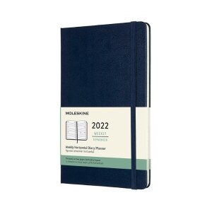 Moleskine 2022 Weekly Horizontal Planner, 12M, Large, Sapphire Blue, Hard Cover (5 x 8.25)