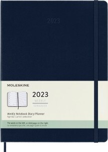 Moleskine 2023 Weekly Notebook Planner, 12M, Extra Large, Sapphire Blue, Hard Cover (7.5 x 10)