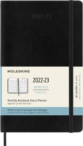 Moleskine 2023 Monthly Planner, 18M, Large, Black, Soft Cover (5 x 8.5)