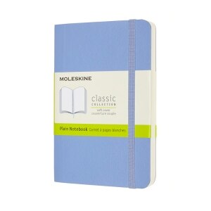 Moleskine Classic Notebook, Pocket, Plain, Hydrangea Blue, Soft Cover (3.5 x 5.5)