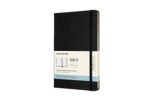 Moleskine 2020-21 Monthly Planner, 18M, Large, Black, Hard Cover (5 x 8.25)