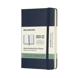 Moleskine 2021-2022 Weekly Planner, 18M, Pocket, Sapphire Blue, Hard Cover (3.5 x 5.5)