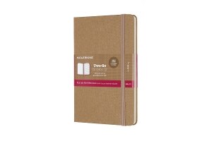 Moleskine Two-Go Notebook, Medium, Ruled-Plain, Kraft Brown Hard Cover (4.5 x 7)