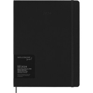 Moleskine 2024 Smart Pro Vertical Weekly Planner, 12M, Extra Large, Black, Hard Cover (7.5 x 10)