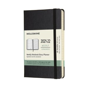 Moleskine 2021-2022 Weekly Planner, 18M, Pocket, Black, Hard Cover (3.5 x 5.5)