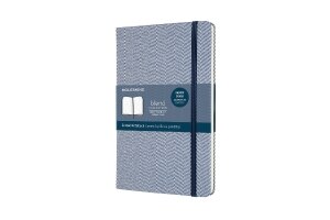 Moleskine Blend Limited Collection Notebook, Large, Dotted, Herringbone Blue (5 X 8.25)