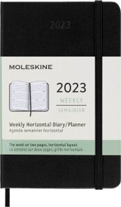 Moleskine 2023 Weekly Horizontal Planner, 12M, Pocket, Black, Hard Cover (3.5 x 5.5)