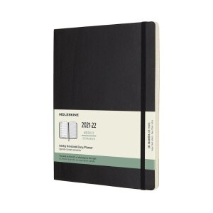 Moleskine 2021-2022 Weekly Planner, 18M, Extra Large, Black, Soft Cover (7.5 x 10)