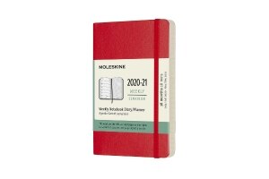 Moleskine 2020-21 Weekly Planner, 18M, Pocket, Scarlet Red, Soft Cover (3.5 x 5.5)