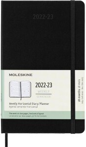 Moleskine 2023 Weekly Horizontal Planner, 18M, Large, Black, Hard Cover (5 x 8.25)