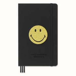 Moleskine Limited Edition 2023 Planner Smiley Positivity, 12M, Large, Black, Hard Cover (5 x 8.25)