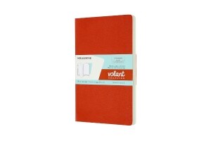 Moleskine Volant Journal, Large, Plain, Coral Orange/Aquamarine Blue (5 x 8.25)