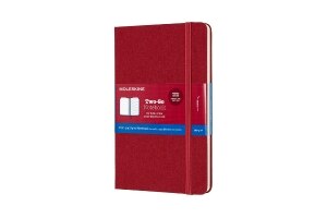 Moleskine Two-Go Notebook, Medium, Ruled-Plain, Cranberry Red Hard Cover (4.5 x 7)