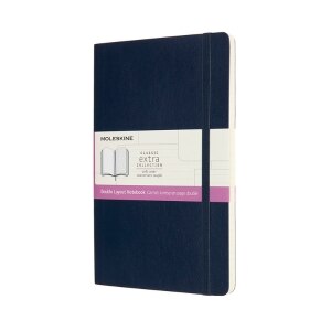 Moleskine Notebook, Ruled-Plain, Sapphire Blue, Large, Soft Cover (5 x 8.25)