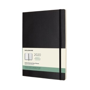 Moleskine 2020 Weekly Planner, 12M, Extra Large, Black, Soft Cover (7.5 x 9.75)