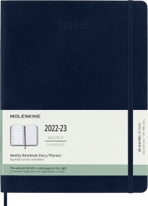 Moleskine 2023 Weekly Notebook Planner, 18M, Extra Large, Sapphire Blue, Soft Cover (7.5 x 10)