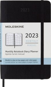 Moleskine 2023 Monthly Planner, 12M, Pocket, Black, Soft Cover (3.5 x 5.5)