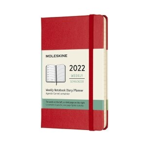 Moleskine 2022  Weekly Planner, 12M, Pocket, Scarlet Red, Hard Cover (3.5 x 5.5)