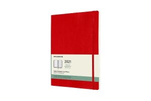 Moleskine 2021 Weekly Planner, 12M, Extra Large, Scarlet Red, Soft Cover (7.5 x 9.75)