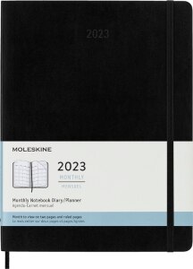 Moleskine 2023 Monthly Planner, 12M, Extra Large, Black, Hard Cover (7.5 x 10)