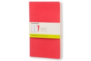 Moleskine Volant Journal (Set of 2), Large, Plain, Geranium Red, Scarlet Red, Soft Cover (5 x 8.25)