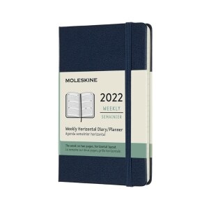 Moleskine 2022 Weekly Horizontal Planner, 12M, Pocket, Sapphire Blue, Hard Cover (3.5 x 5.5)