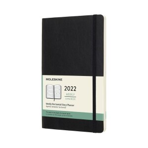 Moleskine 2022  Weekly Horizontal Planner, 12M, Large, Black, Soft Cover (5 x 8.25)