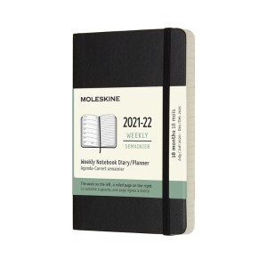 Moleskine 2021-2022 Weekly Planner, 18M, Pocket, Black, Soft Cover (3.5 x 5.5)