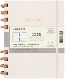 Moleskine 2022-2023 Spiral Academic Planner, 12M, Extra Large, Remake Oyster, Hard Cover (7.5 x 10)