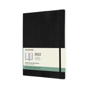 Moleskine 2022  Weekly Planner, 12M, Extra Large, Black, Soft Cover (7.5 x 10)