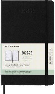 Moleskine 2023 Weekly Notebook Planner, 18M, Large, Black, Hard Cover (5 x 8.25)