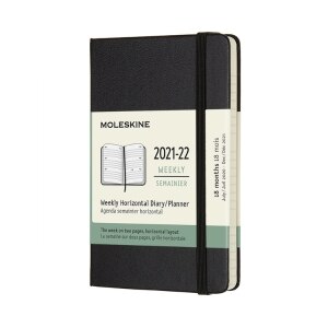 Moleskine 2021-2022 Weekly Horizontal Planner, 18M, Pocket, Black, Hard Cover (3.5 x 5.5)