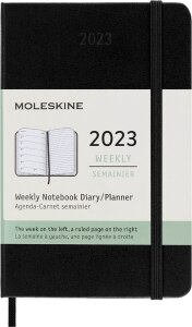 Moleskine 2023 Weekly Notebook Planner, 12M, Pocket, Black, Hard Cover (3.5 x 5.5)