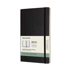 Moleskine 2021-2022 Weekly Planner, 18M, Large, Black, Soft Cover (5 x 8.25)